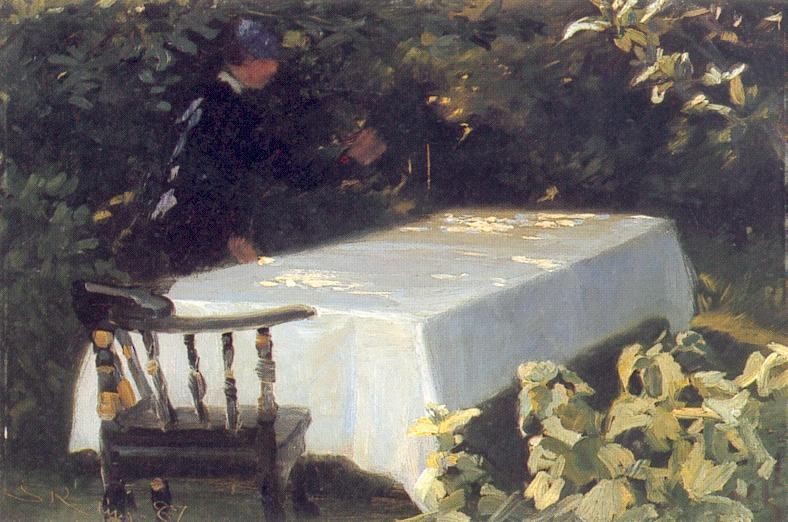 Peder Severin Kroyer Mesa en el jardin